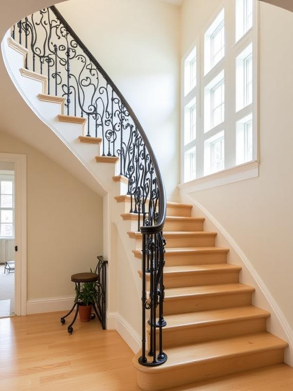 우아한 단조 철 난간 (Elegant forged iron railing)